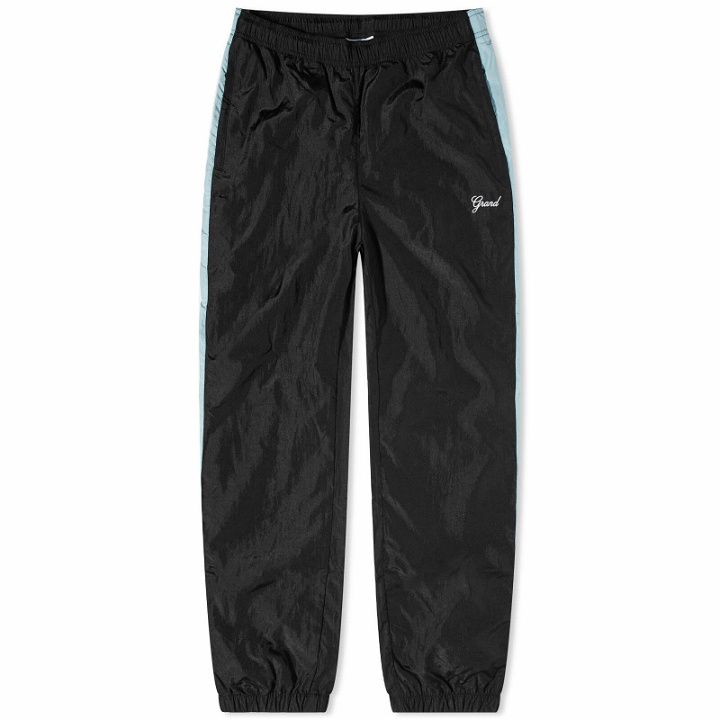 Photo: Grand Collection Crinkle Nylon Pant in Black/Powder Blue