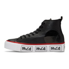 McQ Alexander McQueen Black and White Metal Logo Platform High-Top Sneakers