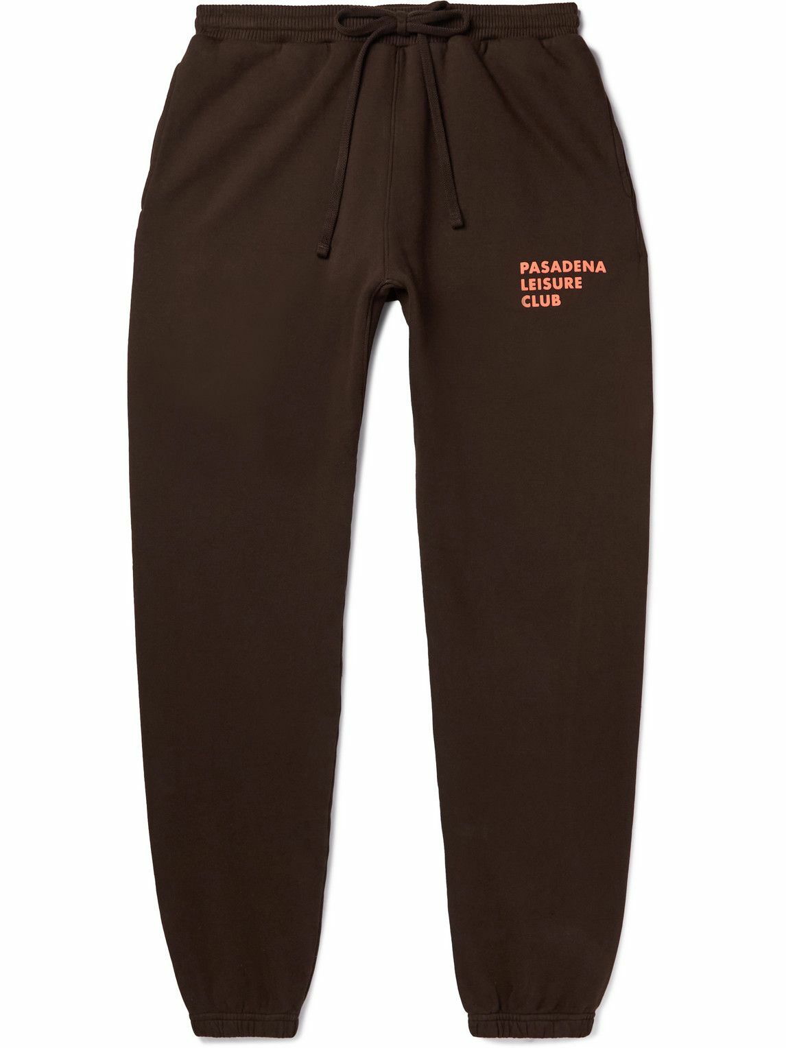Photo: Pasadena Leisure Club - Puff Tapered Logo-Print Cotton-Jersey Sweatpants - Brown