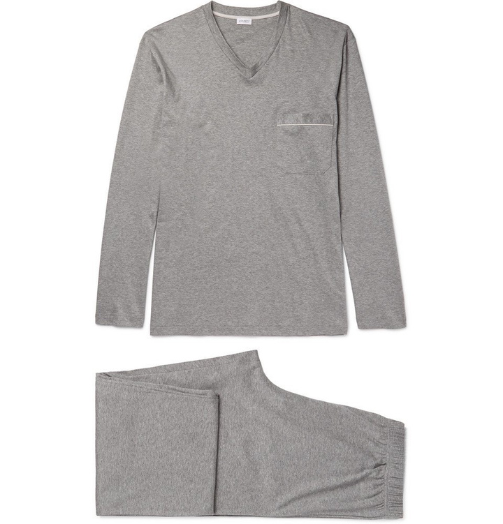 Photo: Zimmerli - Mélange Mercerised Cotton-Jersey Pyjama Set - Men - Gray