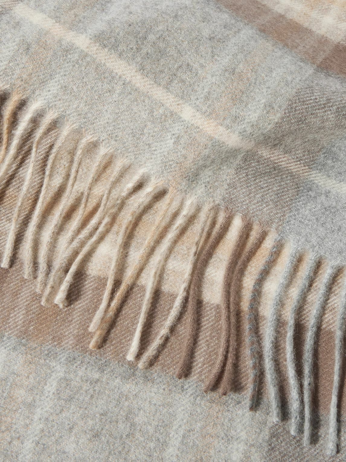 Johnstons of Elgin - Fringed Checked Cashmere Scarf