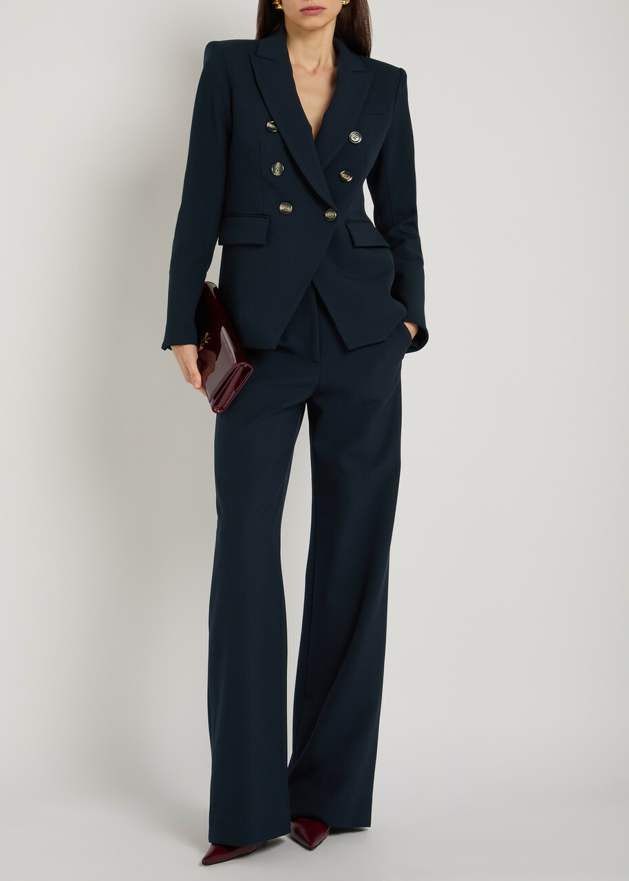 Veronica Beard Tonelli Straight-leg Woven Trousers Navy