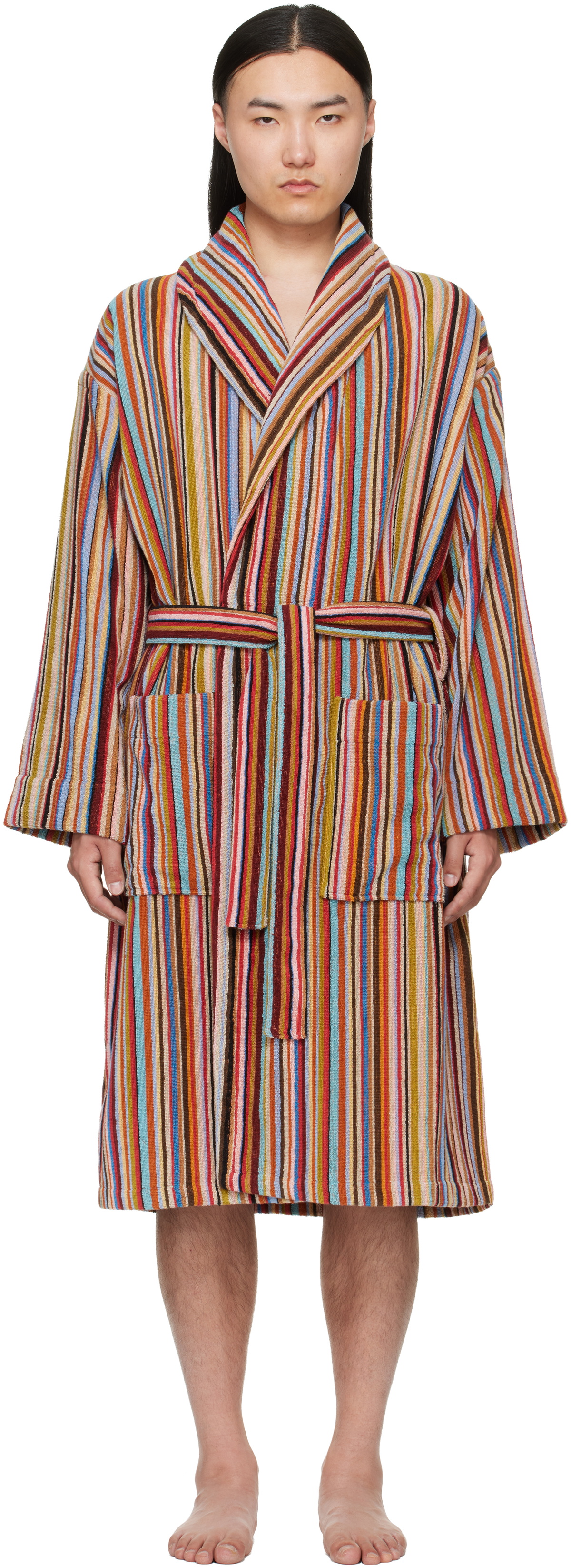 Paul Smith Multicolor 'Signature Stripe' Woven Cotton Bathrobe