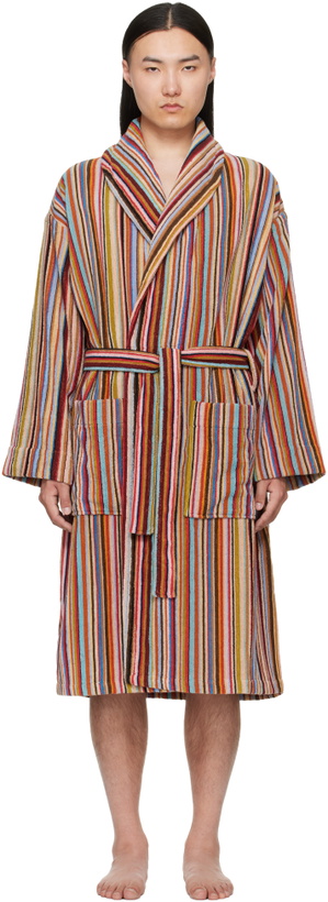 Photo: Paul Smith Multicolor 'Signature Stripe' Woven Cotton Bathrobe