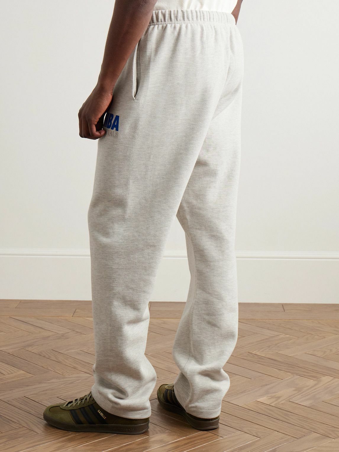 FEAR OF GOD ESSENTIALS - NBA Straight-Leg Appliquéd Cotton-Blend Jersey Sweatpants - Gray