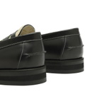Duke + Dexter Men's Wilde Olive Raffia Penny Loafer in Black/White