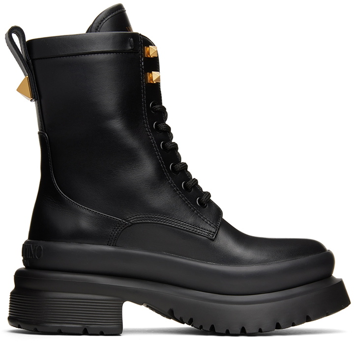 Photo: Valentino Garavani Black Roman Stud Combat Boots