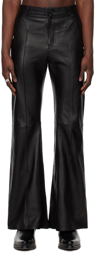 Photo: LU'U DAN SSENSE Exclusive Black Pinched Seams Leather Pants