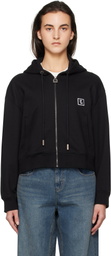 WOOYOUNGMI Black Back Logo Hooded Zip-Up Hoodie