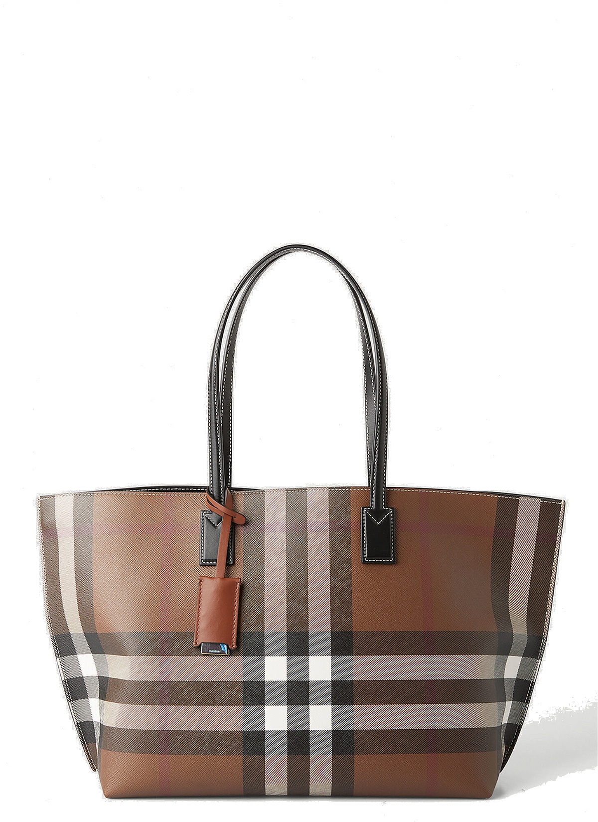 protection Grafting Socialist Check E-Canvas Tote Bag in Brown Burberry