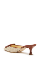 Manolo Blahnik Maysalebi 50 Raffia and Leather Mules Beige