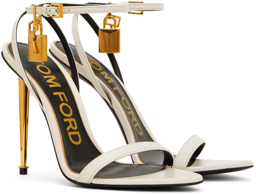 TOM FORD White Padlock Pointy Naked Heels