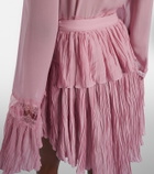 Blumarine Plissé tiered georgette miniskirt
