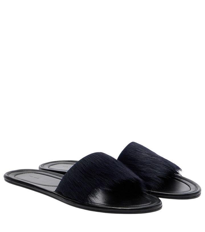 Photo: The Row Malick calf hair slides