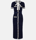 Self-Portrait Bow-detail pointelle cotton-blend midi dress