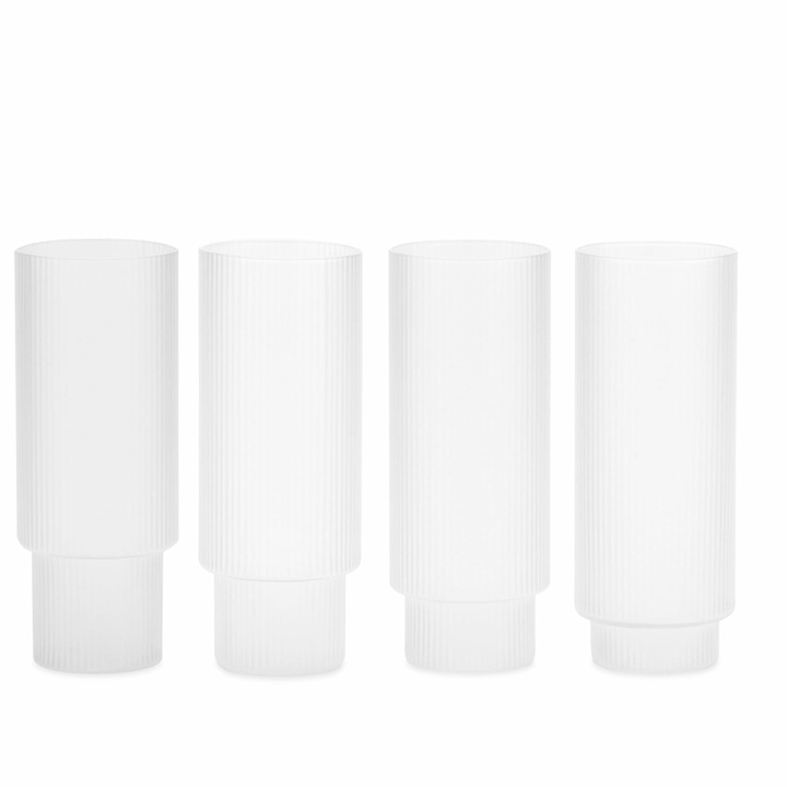 Photo: ferm LIVING Ripple Long Drink Glasses - Set of 4 in Frosted 