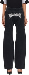 VETEMENTS Black 'Cradle Of Filth' Bell-Bottom Sweatpants