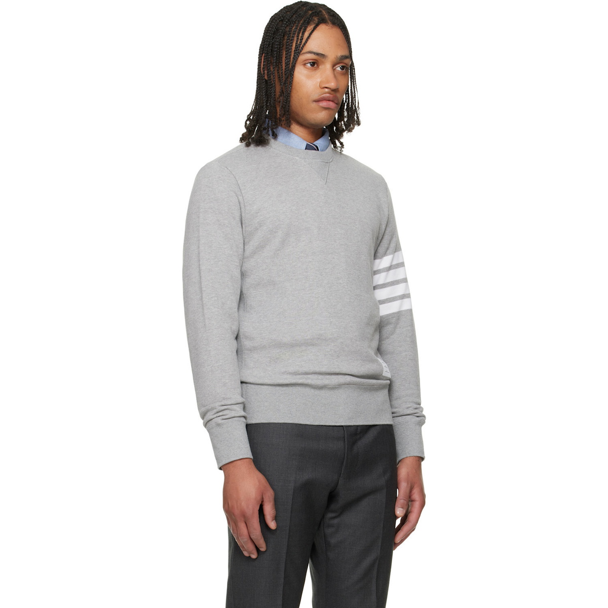 Thom Browne Gray Classic Loopback 4-Bar Sweatshirt