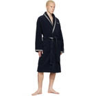 Versace Navy Cotton-Terry Jacquard Bathrobe