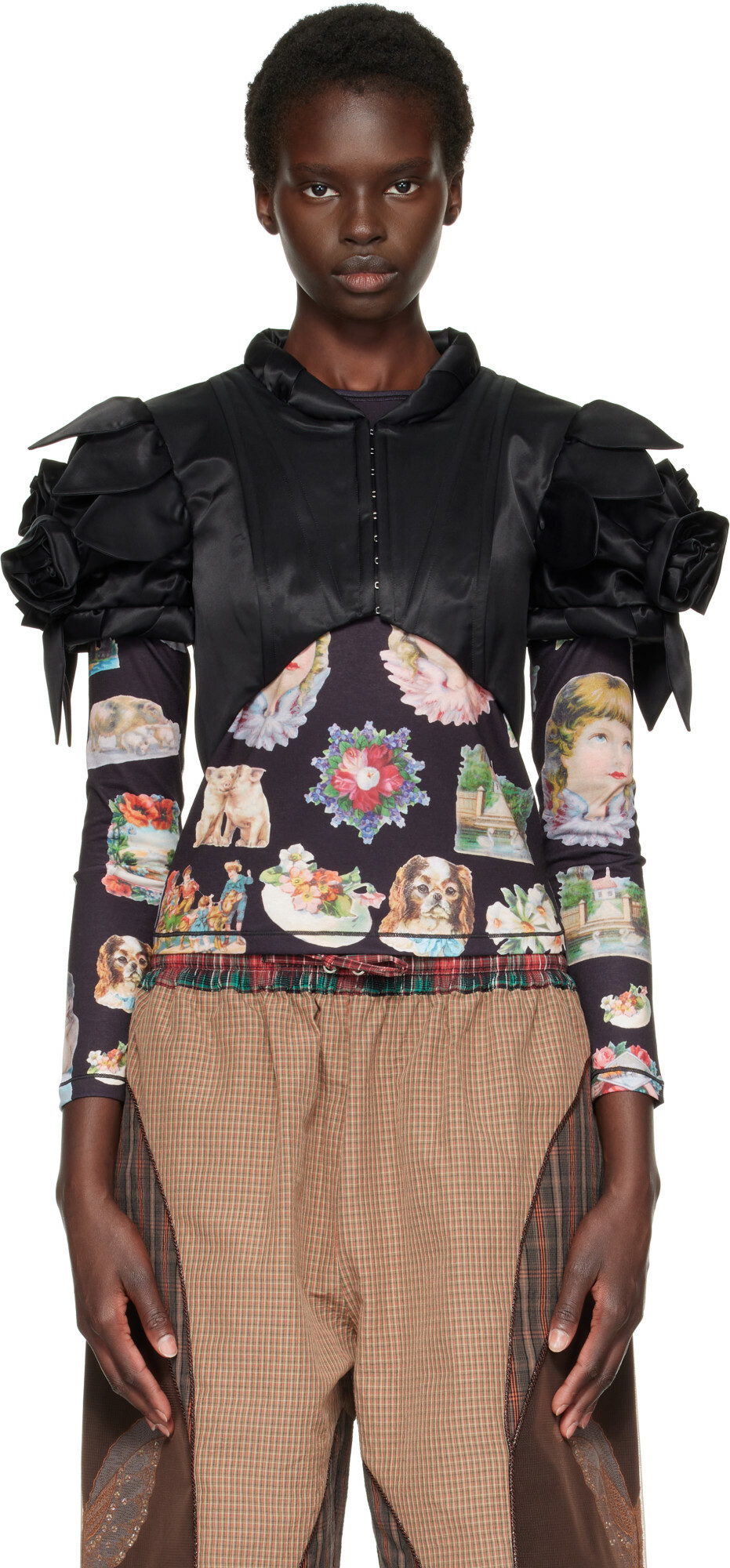 Chopova Lowena Black Rose Shrug Top