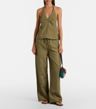 Staud Corso striped halterneck linen top