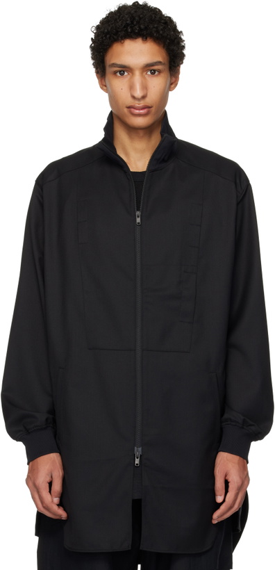 Photo: Y-3 Black Refined Wool Long Track Jacket