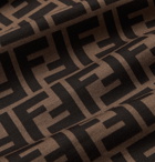 Fendi - Contrast-Tipped Logo-Print Cotton-Jersey T-Shirt - Brown