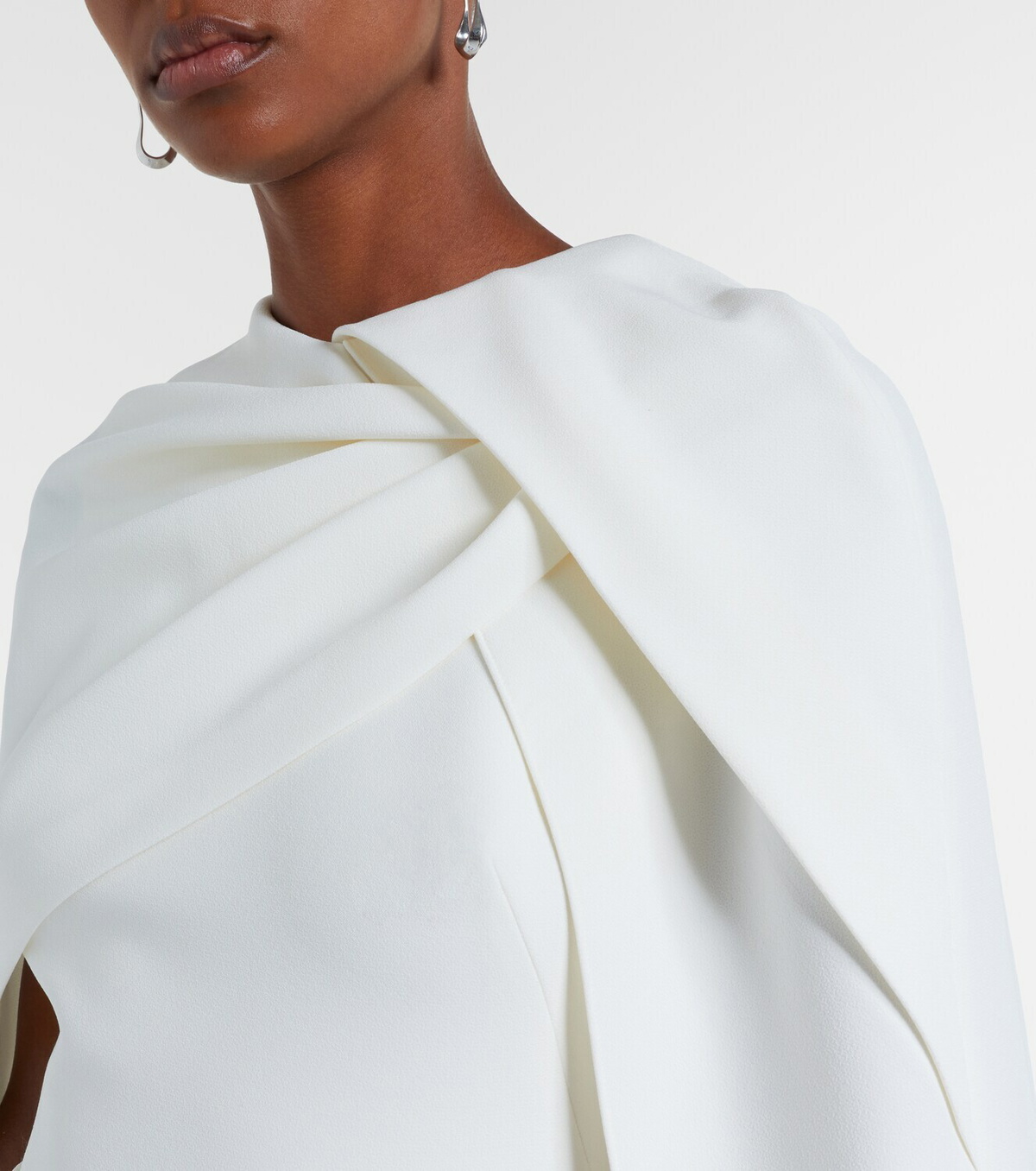 Safiyaa Bridal Oria caped crêpe midi dress