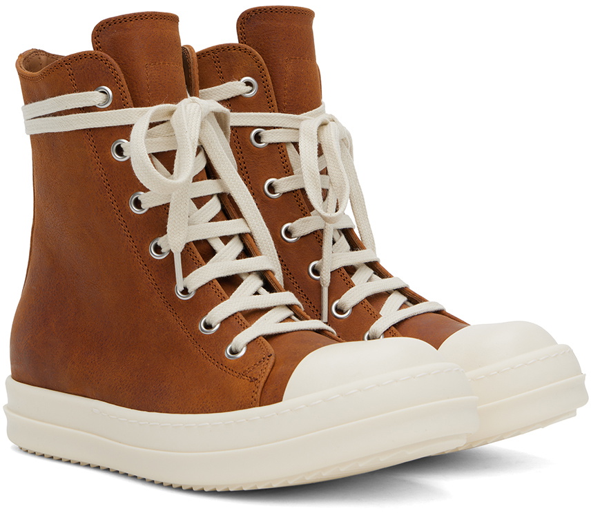 Rick Owens Orange Waxy Sneakers