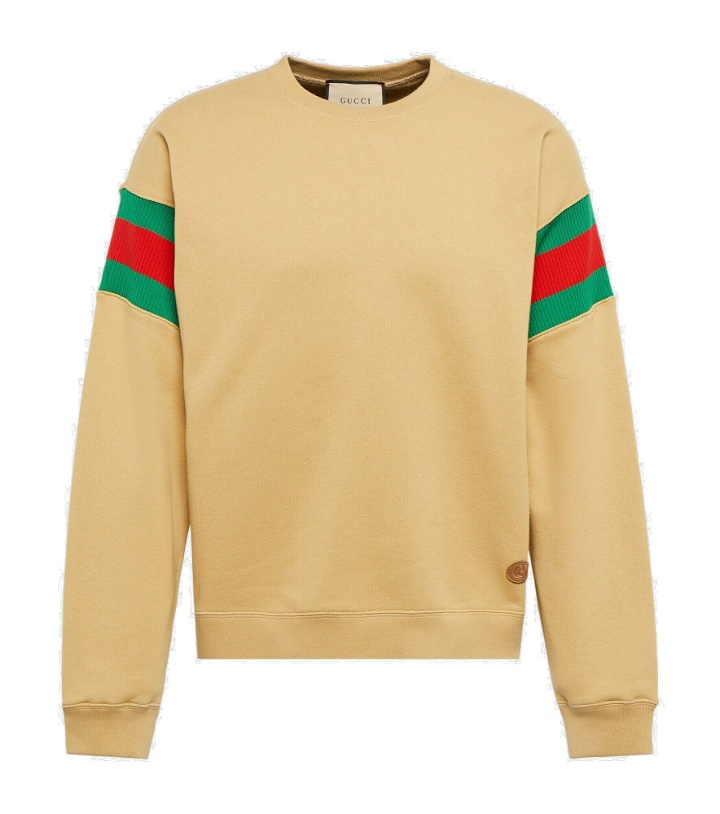 Photo: Gucci - Web Stripe cotton jersey sweatshirt