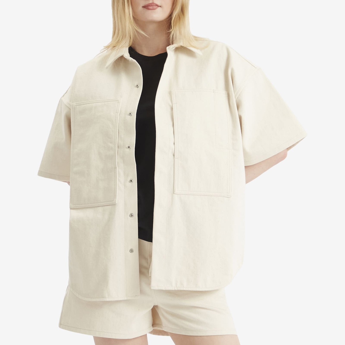 Jil Sander+ Women's Oversized Denim Short Sleeve Shirt in Natural