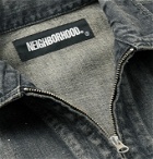 Neighborhood - Savage Logo-Print Distressed Paint-Splattered Denim Jacket - Black