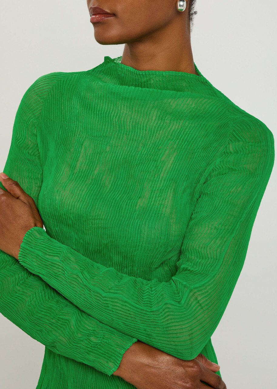Issey Miyake Pleated Chiffon top Green