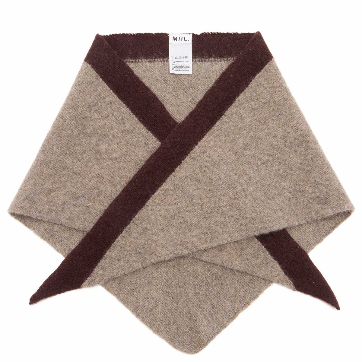 MHL by Margaret Howell Men's Tipped Scout Scarf in Pebble/Mahogany