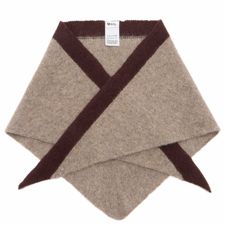 Photo: MHL by Margaret Howell Men's Tipped Scout Scarf in Pebble/Mahogany 