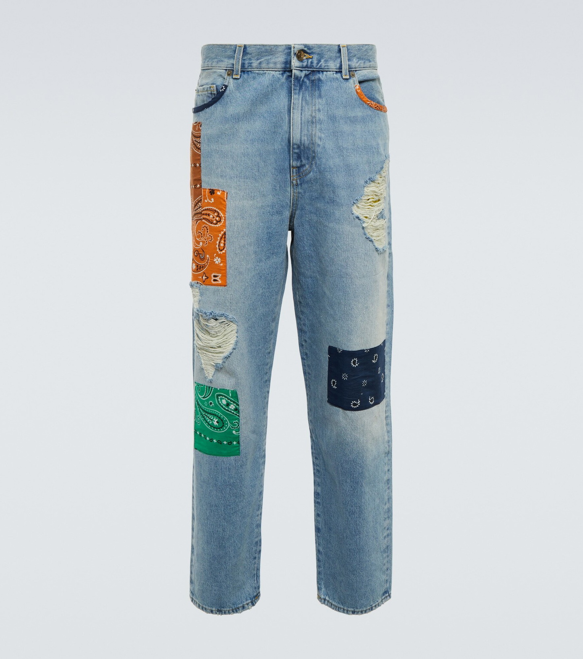デニム・ジーパン ALANUI Woman Jeans Yellow Cream LWYB003R24DEN002 0360 Alanui - Patchwork wide-leg jeans Alanui