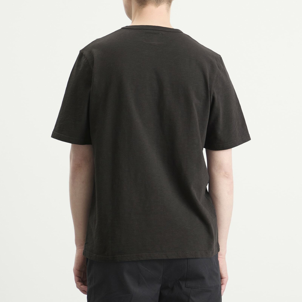 Folk Men's Slub Embroidery T-Shirt in Ecru Black Comet