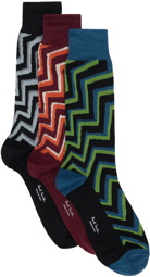 Paul Smith Three-Pack Multicolor Yale Zig Zag Socks
