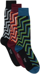 Paul Smith Three-Pack Multicolor Yale Zig Zag Socks