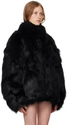 MISBHV Black Funnel Neck Faux-Fur Jacket