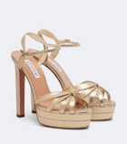 Aquazzura Soulmate metallic leather platform sandals