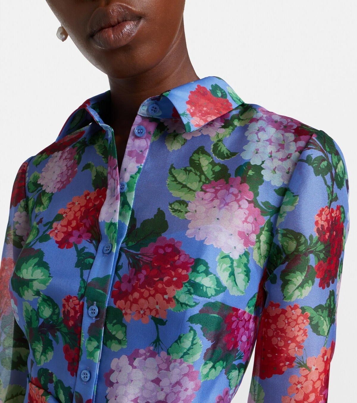 Carolina Herrera Floral silk organza shirt dress