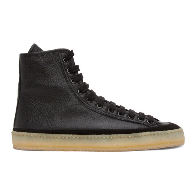 Photo: Lemaire Black Leather High-Top Sneakers