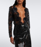 Saint Laurent Sheer cotton-blend lace bodysuit