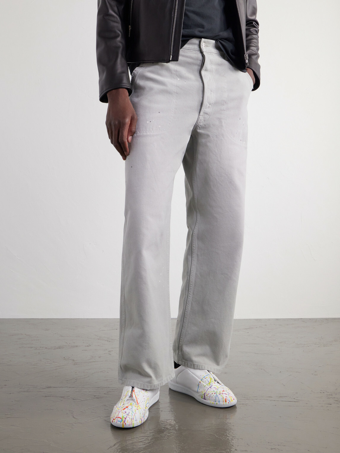 Maison Margiela - Future Low Paint-Splattered Leather Sneakers - White