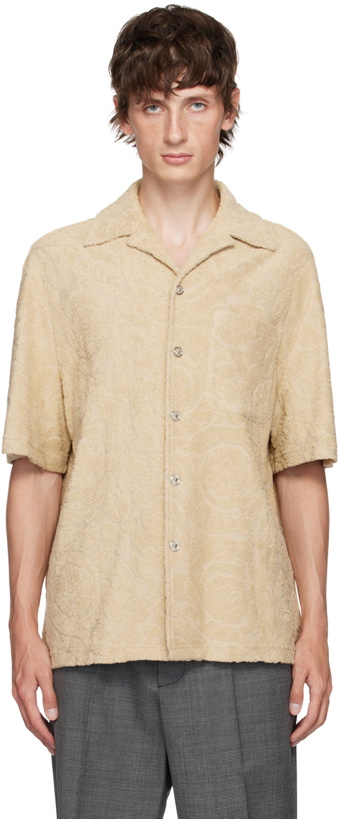 Photo: Versace Beige Barocco Jacquard Towel Shirt