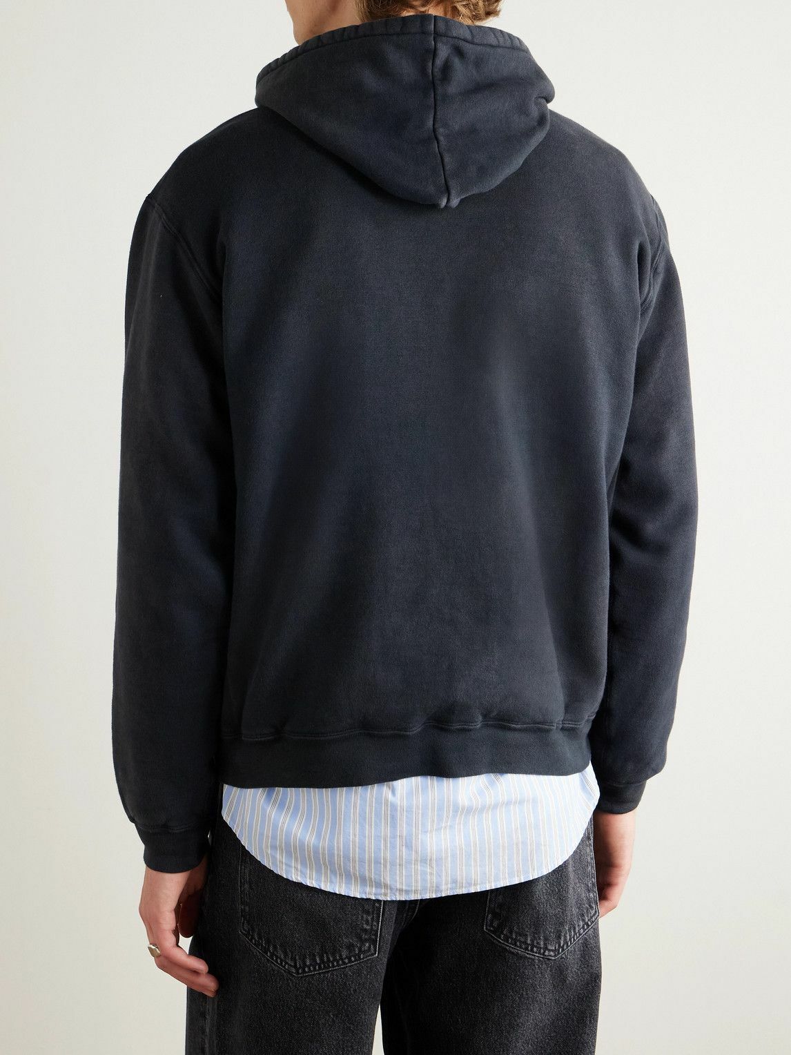 A.PRESSE - Vintage Cotton-Jersey Hoodie - Black