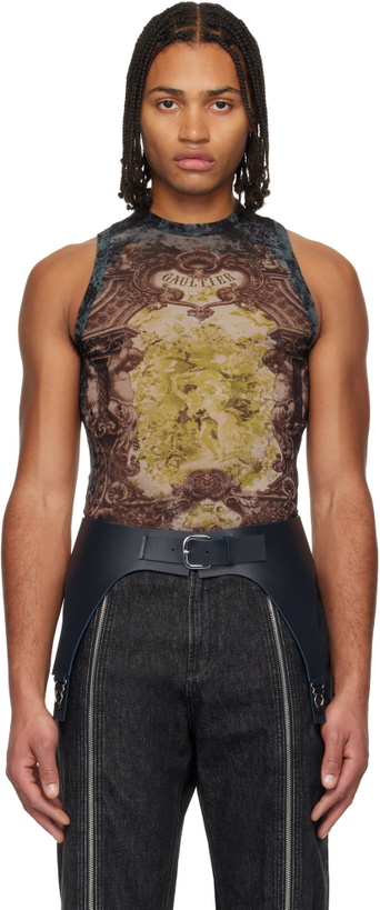 Photo: Jean Paul Gaultier Navy & Beige 'The Médallion' Tank Top