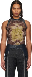Jean Paul Gaultier Navy & Beige 'The Médallion' Tank Top