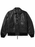 Monitaly - Backlash Padded Leather Bomber Jacket - Black